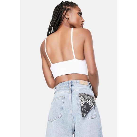 Free People NWT Andi Square Neck Seamless Cropped Tank Top White M/L - Picture 2 of 7